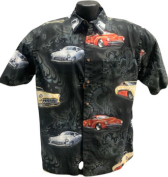 Merc Lead Sleds and Classic Cars Hawaiian Shirt 55% Cotton 45% Rayon